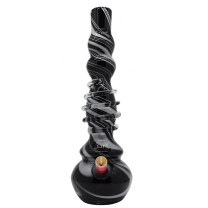 3G Black And White Swirl Glass Bong 30cm - Bong Empire