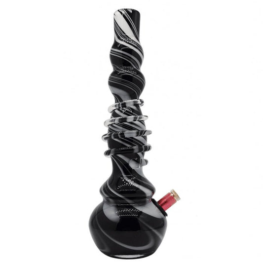 3G Black And White Swirl Glass Bong 30cm - Bong Empire