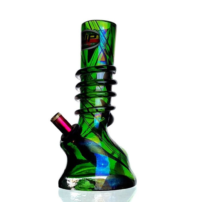 3G Green Swirl Glass Bong 21cm - Bong Empire