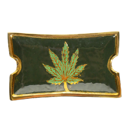 Agung Brass Leaf Rectangle Ashtray – Small