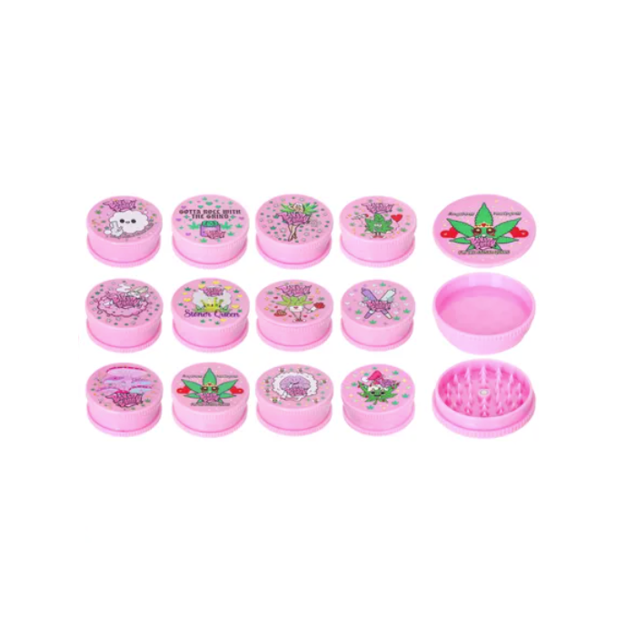 63mm Pink 3 Piece Plastic Grinder
