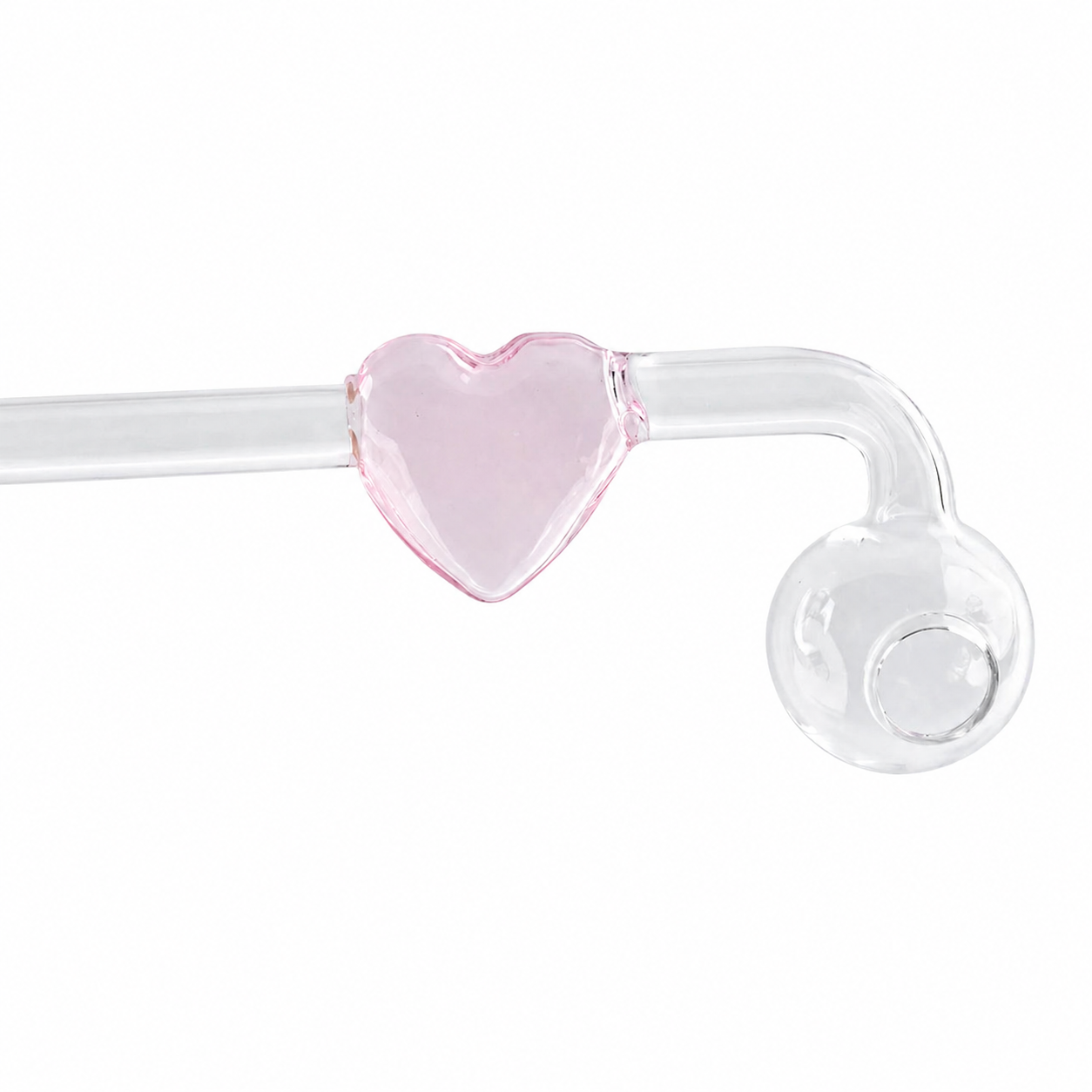 Pink Love Heart Sweet Puff Glass Pipe 14cm