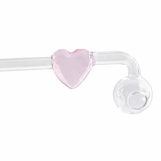 Pink Love Heart Sweet Puff Glass Pipe 14cm