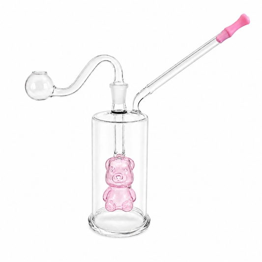 Internal Bear Glass Water Pipe 12cm