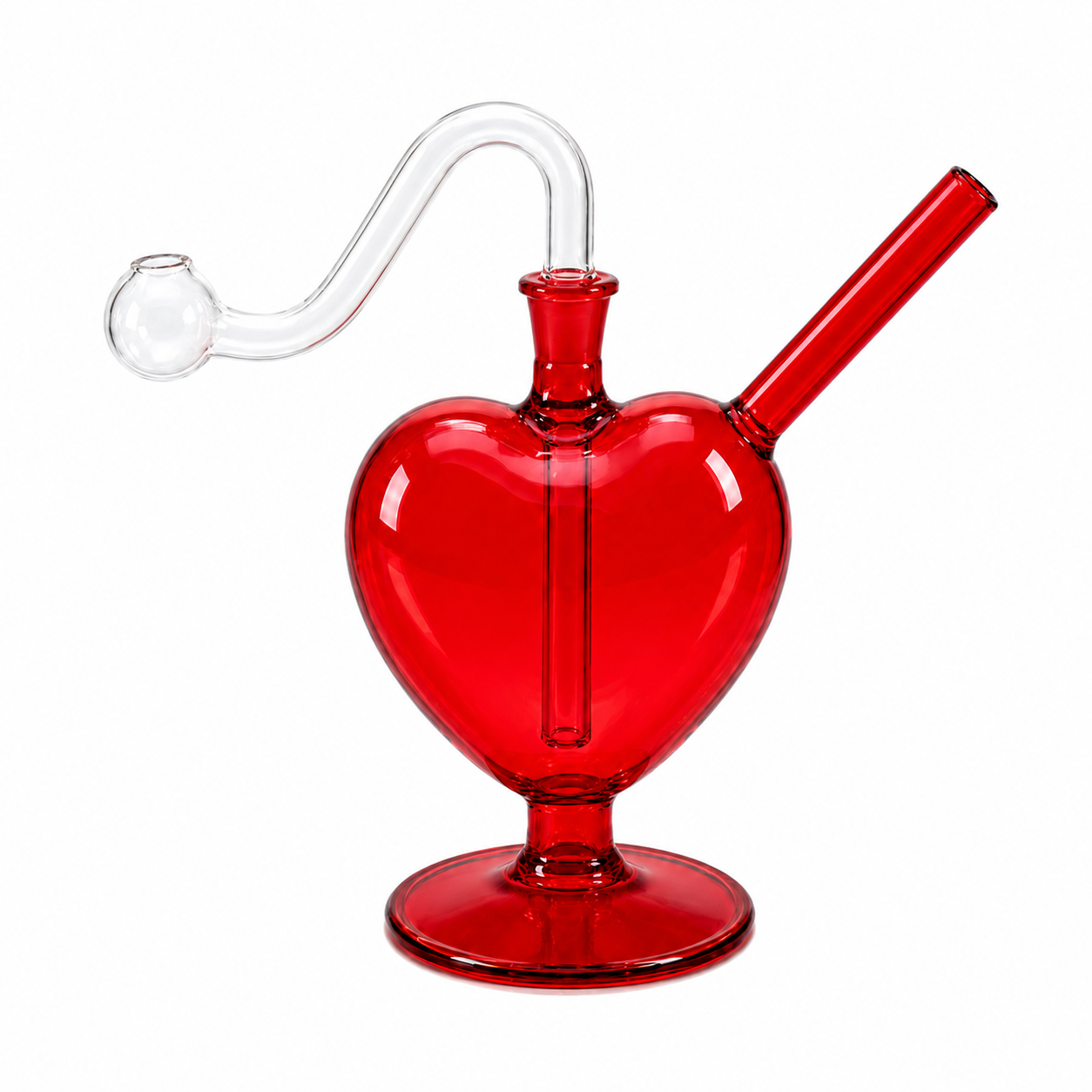 Love Heart Glass Water Pipe 12cm