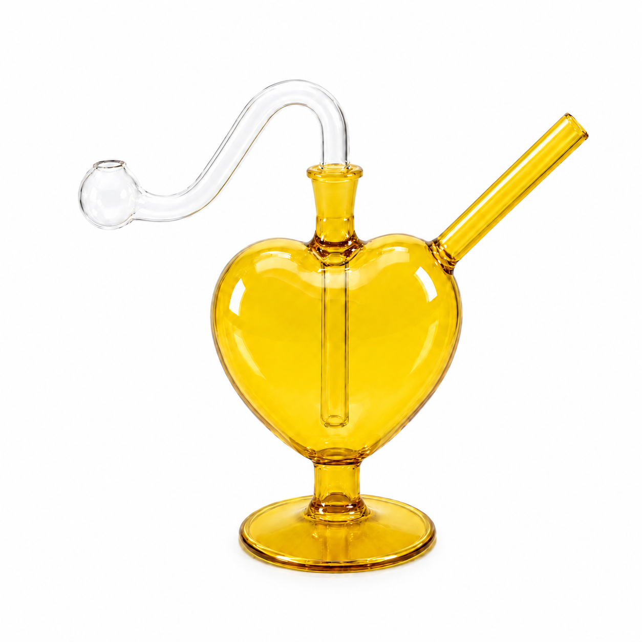 Love Heart Glass Water Pipe 12cm