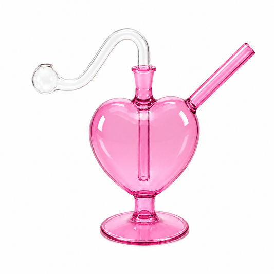 Love Heart Glass Water Pipe 12cm