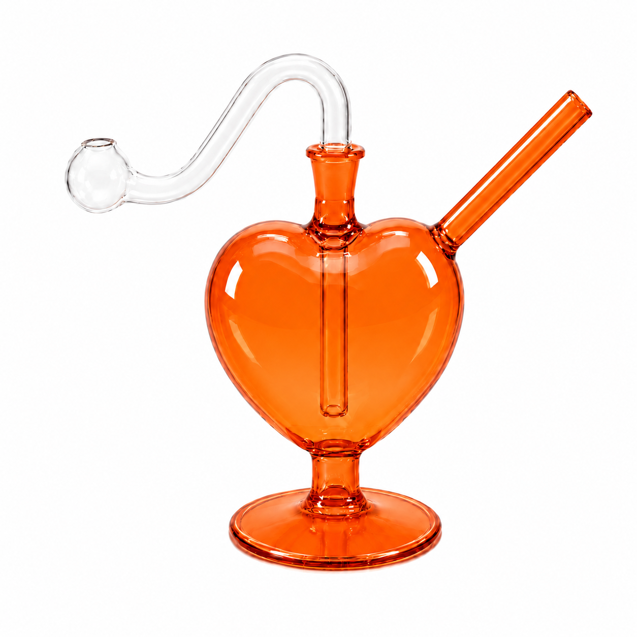 Love Heart Glass Water Pipe 12cm