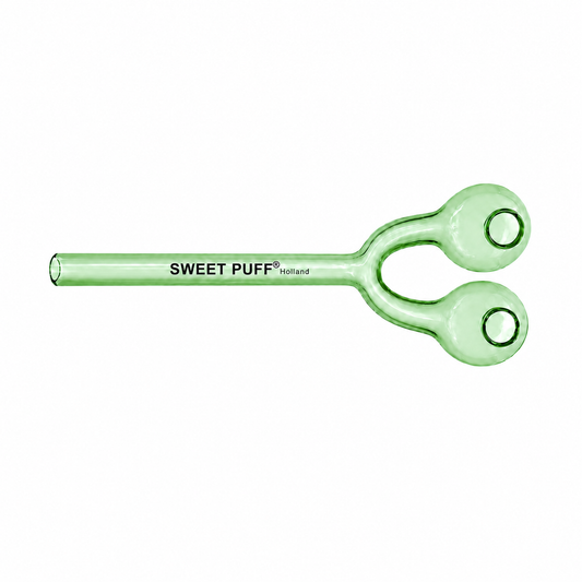 Full Colour Twin Bowl Sweet Puff Glass Pipe 15cm