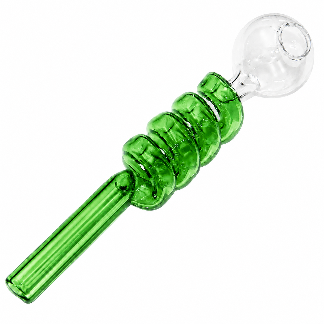 Curly Swirl Sweet Puff Glass Pipe 13cm Green