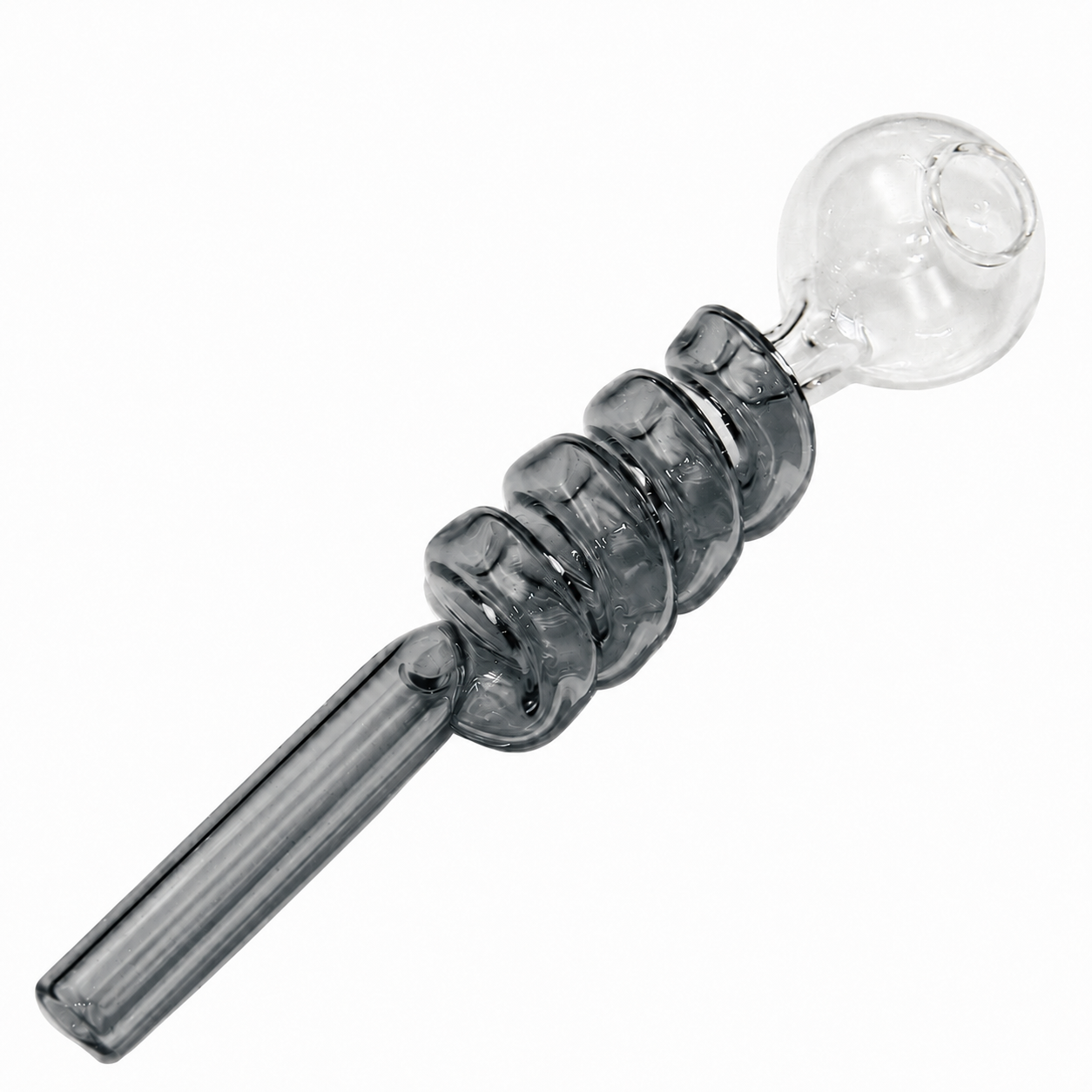 Curly Swirl Sweet Puff Glass Pipe 13cm Grey