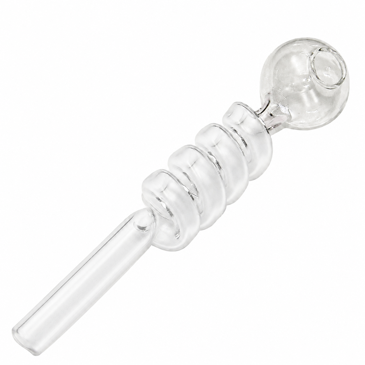 Curly Swirl Sweet Puff Glass Pipe 13cm White