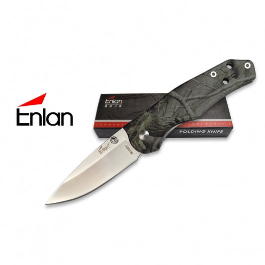 Enlan Camo Handle with Steel Blade Folding Knife 10cm