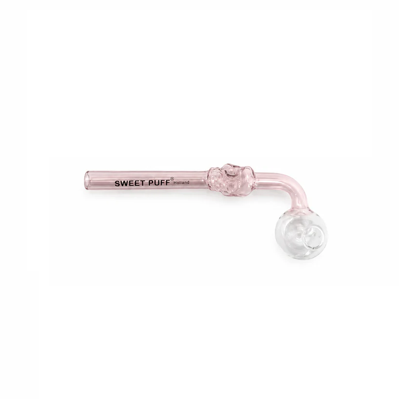 Full Colour Skull Sweet Puff Glass Pipe 14cm Pink