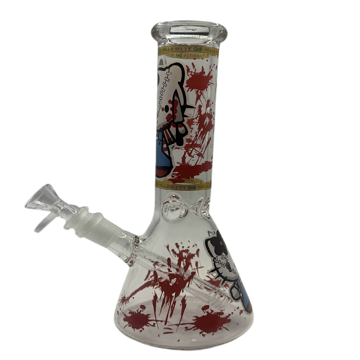 Hello Kitty Blood Spatter Beaker Glass Bong 25cm