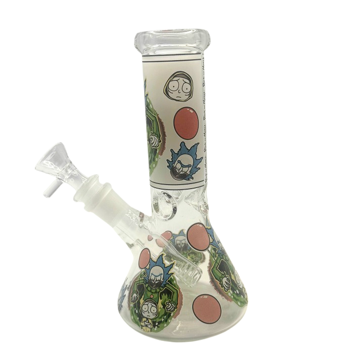 Glow in the Dark Rick And Morty Beaker Glass Bong 20cm