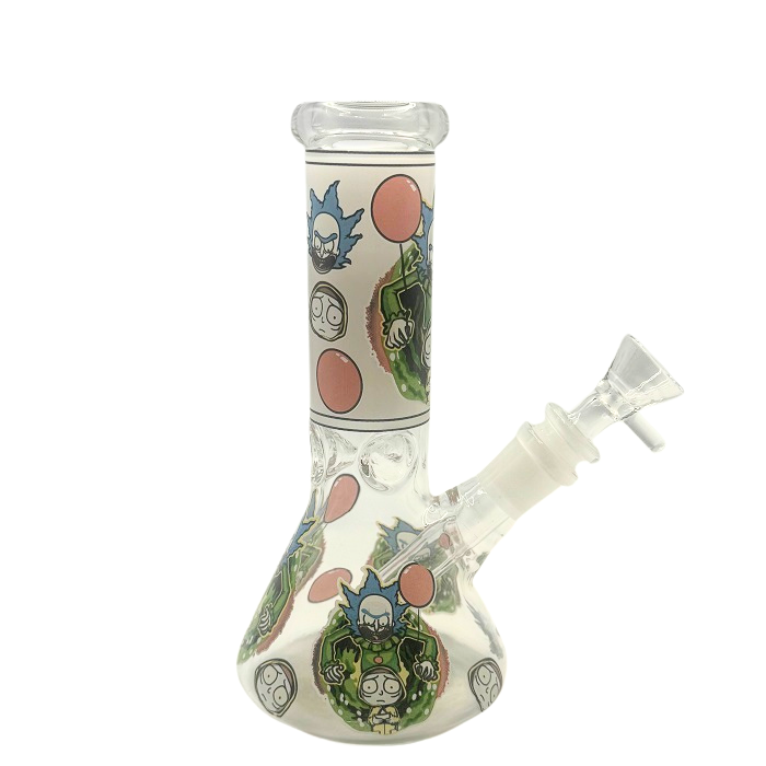Glow in the Dark Rick And Morty Beaker Glass Bong 20cm