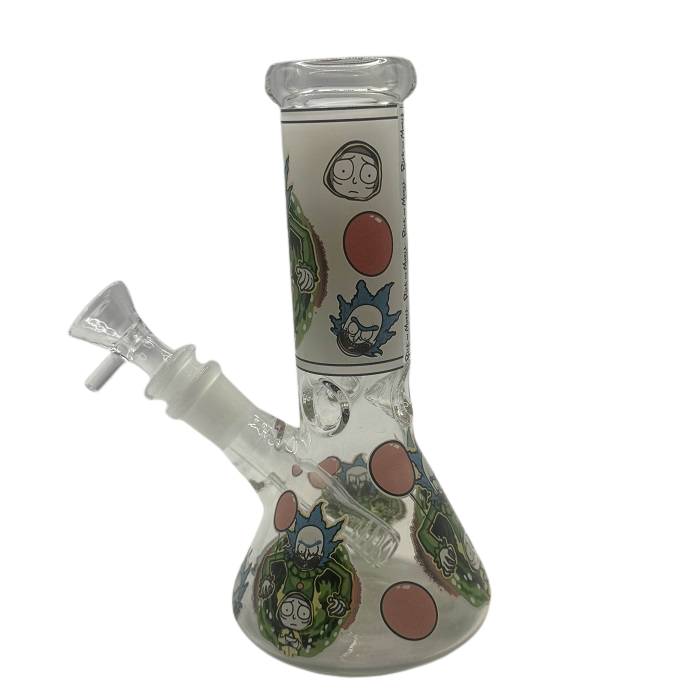 Glow in the Dark Rick And Morty Beaker Glass Bong 20cm