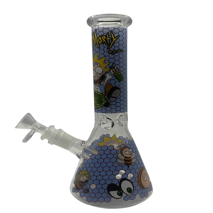 Rick And Morty Blue Honeycomb Beaker Glass Bong 25cm
