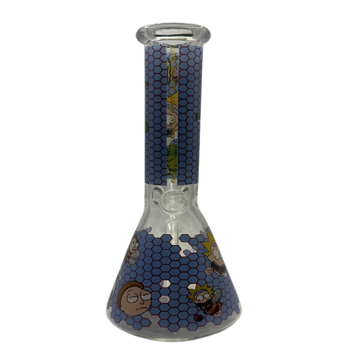 Rick And Morty Blue Honeycomb Beaker Glass Bong 25cm