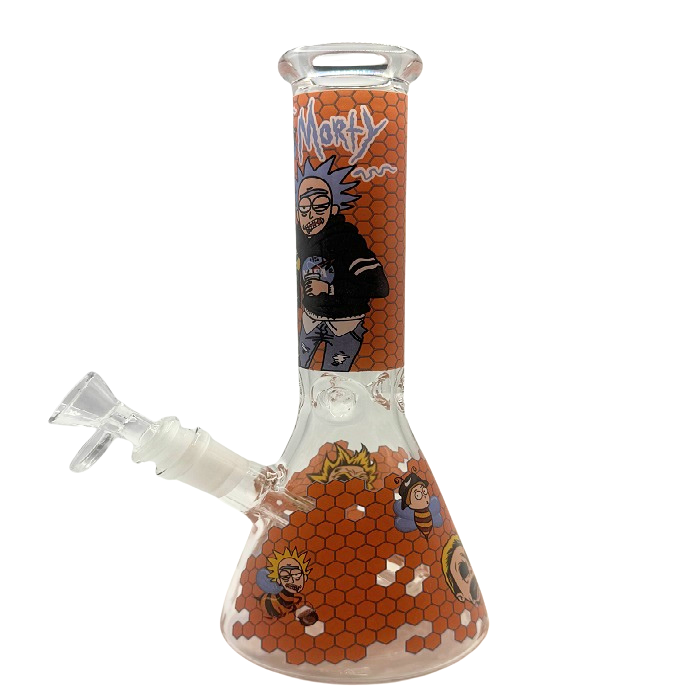 Rick And Morty Orange Honeycomb Beaker Glass Bong 25cm