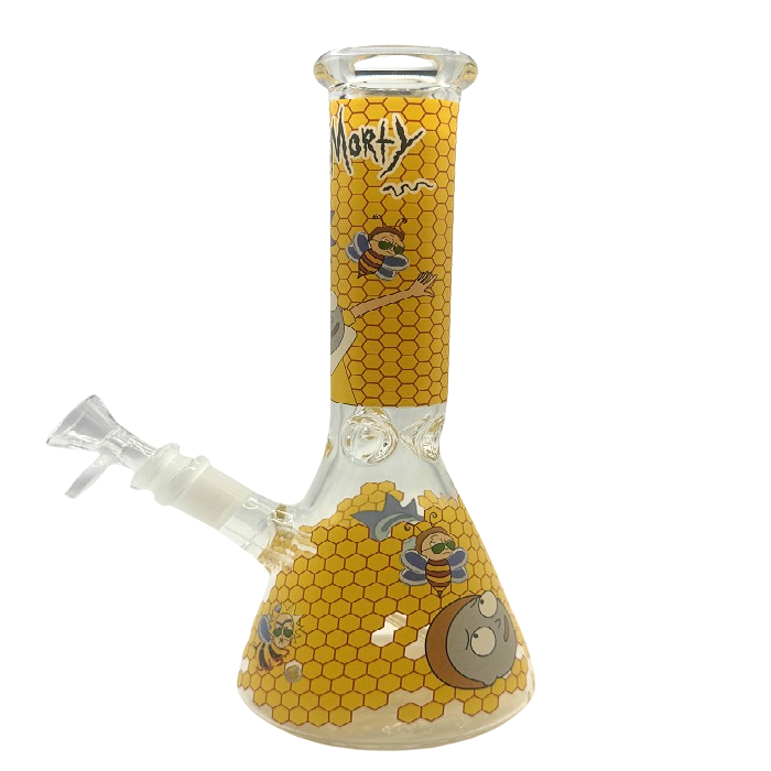 Rick And Morty Yellow Honeycomb Beaker Glass Bong 25cm