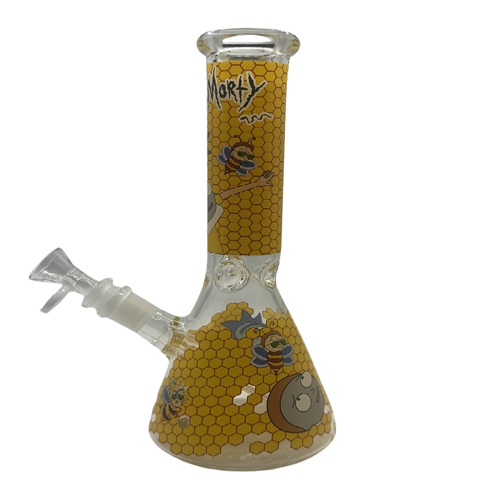 Rick And Morty Yellow Honeycomb Beaker Glass Bong 25cm