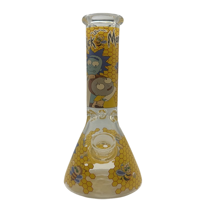 Rick And Morty Yellow Honeycomb Beaker Glass Bong 25cm