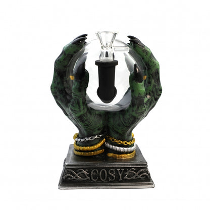 Divination Hand 3D Silicone & Glass Water Pipe 19cm – Mystical Design