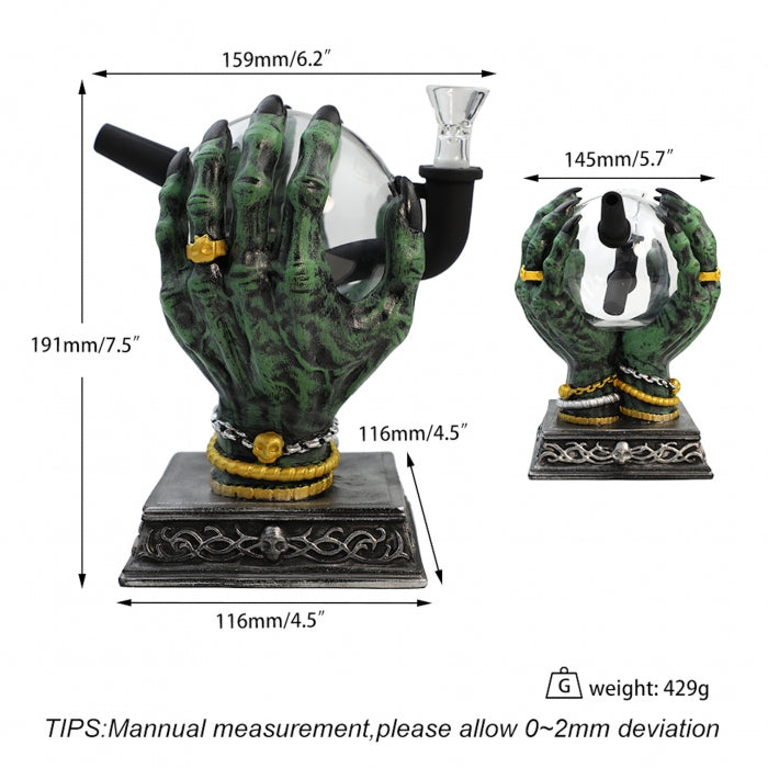 Divination Hand 3D Silicone & Glass Water Pipe 19cm – Mystical Design
