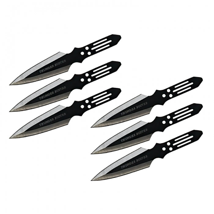 Buckshot Set Of 6 Black Large Throwing Knives 23cm