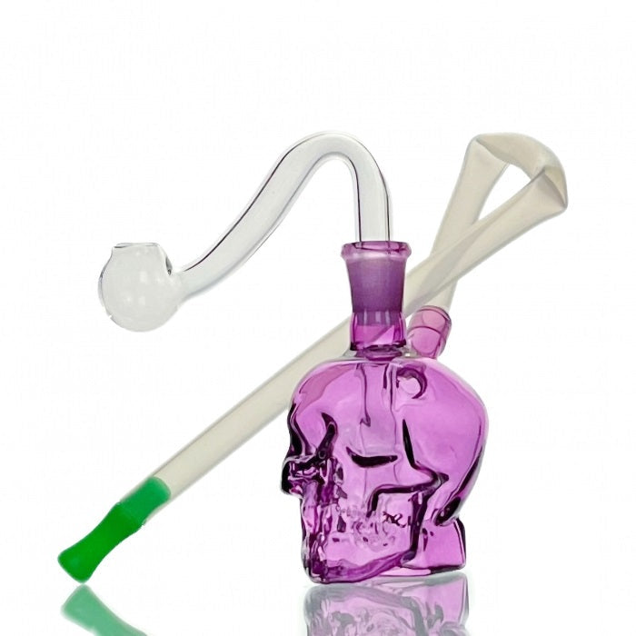 Purple Skull Glass Bubbler Water Pipe 7cm