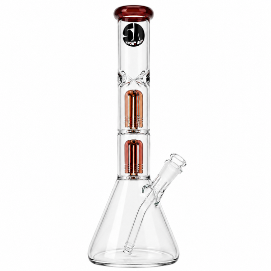 NEW - Stone Age Amber Double Percolator Bong 35cm