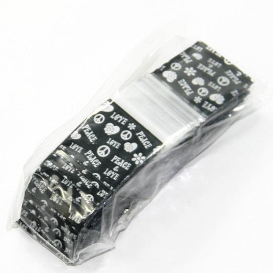 Peace Love Resealable Plastic Bags 32x32mm 100 Pack - Bong Empire