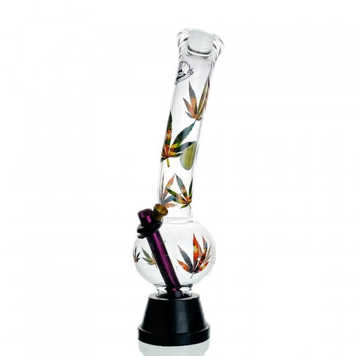 Agung Coloured Leaf Glass Bong 32cm - Bong Empire