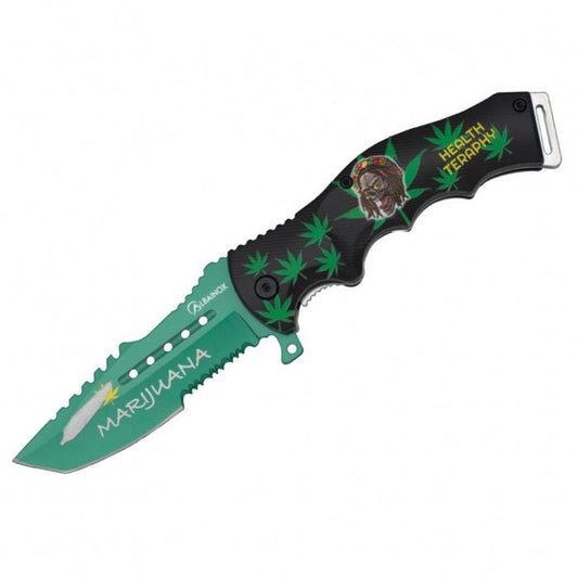 Albainox 3D Design Marijuana Leaf Steel Blade Knife 13cm - Bong Empire