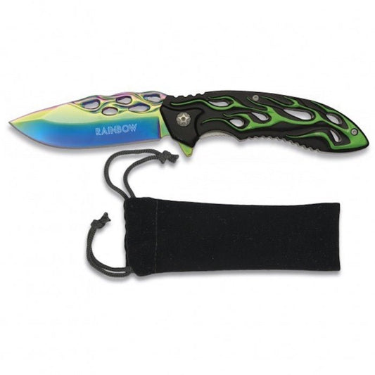 Albainox Rainbow Aluminum Handle Folding Knife Green - Bong Empire