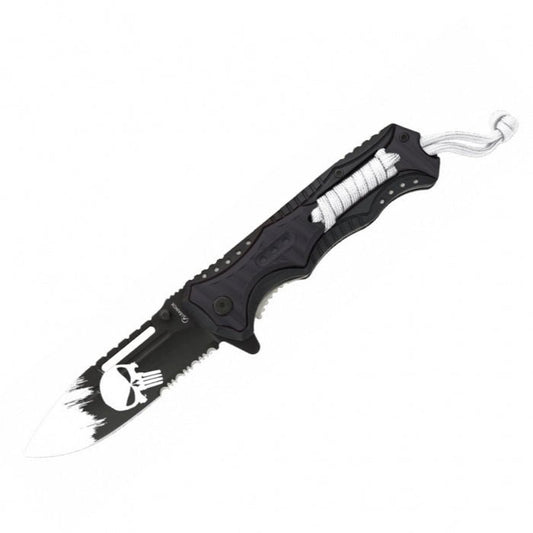 Albainox Skull Black Aluminum And ABS Wrapped Handle Knife - Bong Empire