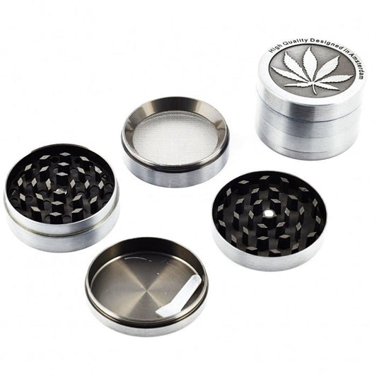 Amsterdam Zinc Alloy 4 Layer Herb Grinder 52mm - Bong Empire