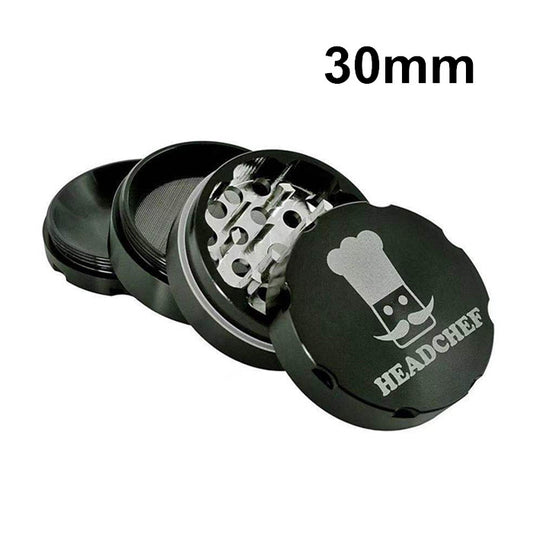 Headchef Aluminium Black 4 Layers Grinder 30mm - Bong Empire