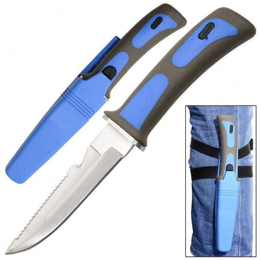 Blue Scuba Rubber Handle Knife - Bong Empire