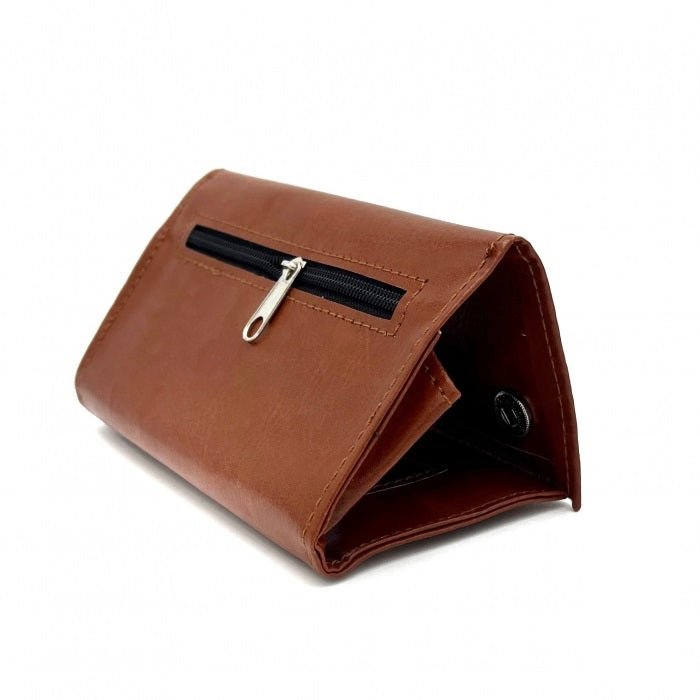 Brown PU Leather Tobacco Pouch Rolling Paper Portable Bag - Bong Empire