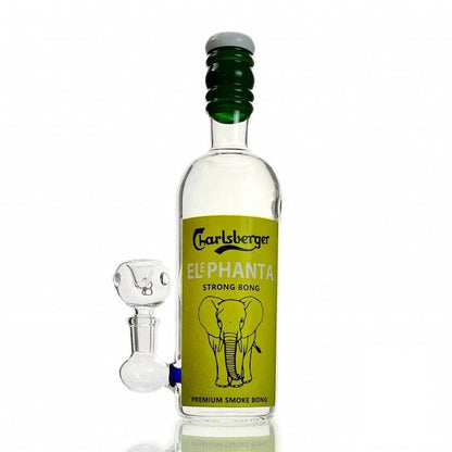 Carlsberg Elephanta Liquor Bottle Glass Bong 23cm - Bong Empire