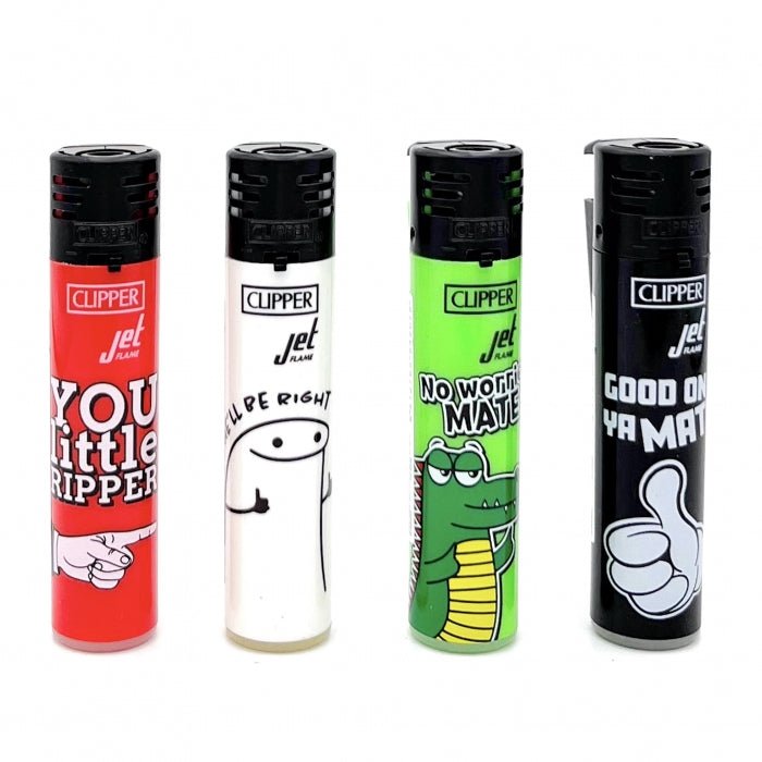 Clipper Refillable Aussie Quotes Jet Flame Lighter - Bong Empire