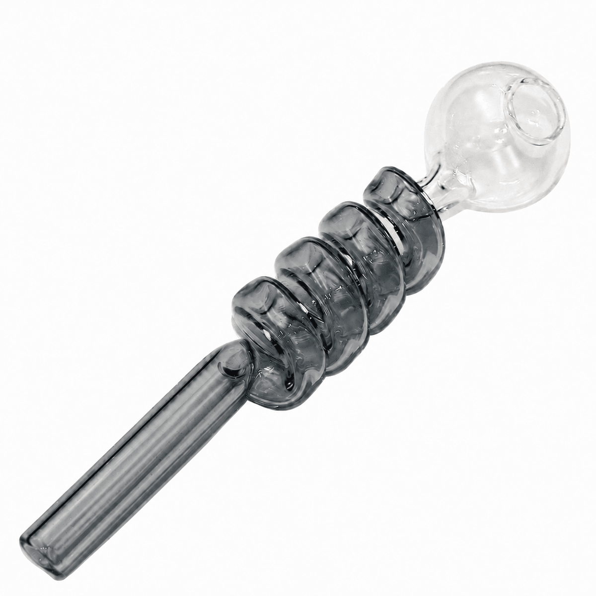 Curly Swirl Sweet Puff Glass Pipe 13cm Grey