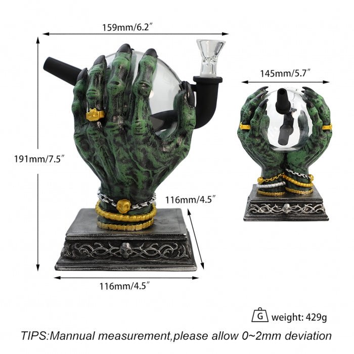 Divination Hand 3D Silicone & Glass Water Pipe 19cm – Mystical Design - Bong Empire