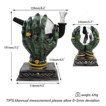 Divination Hand 3D Silicone & Glass Water Pipe 19cm – Mystical Design - Bong Empire