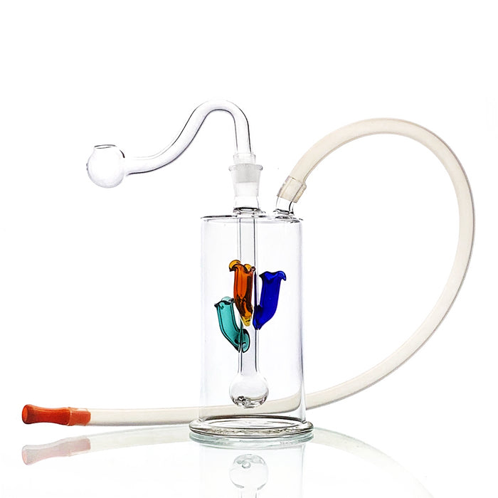 Glass Bubbler Water Pipe With Decoration 12cm