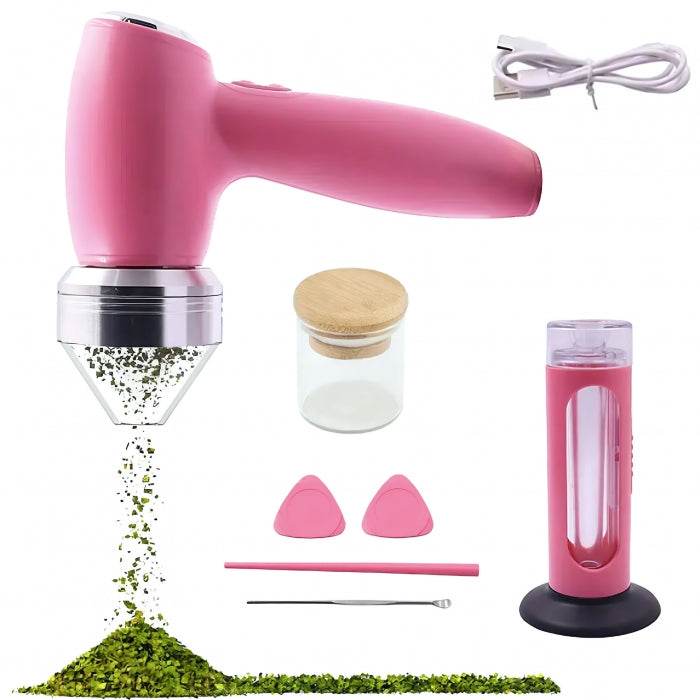Electric Grinder Kit with Accessories Pink - Bong Empire