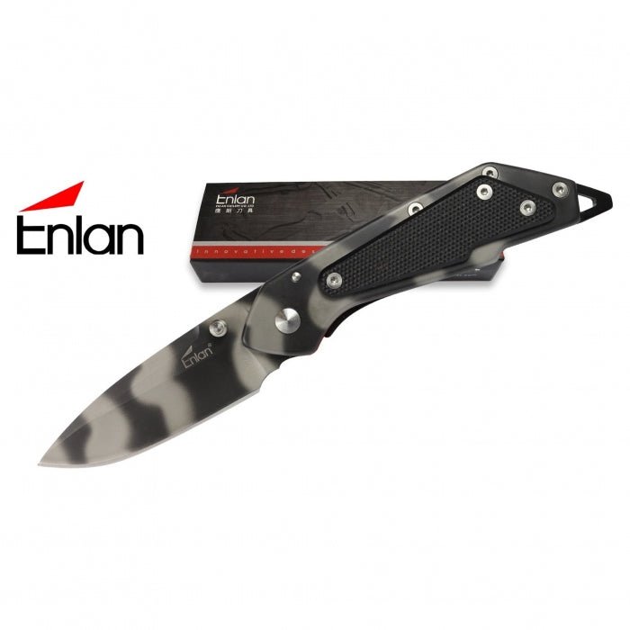 Enlan Camo Steel And Black G10 Handle Folding Knife - Bong Empire